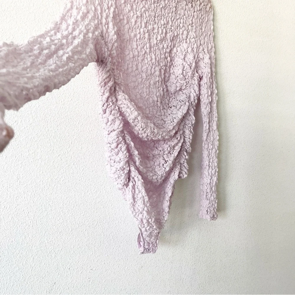 Free People Intimately Orchid Ice Lace Mesh Day N Night Long Sleeve Bodysuit